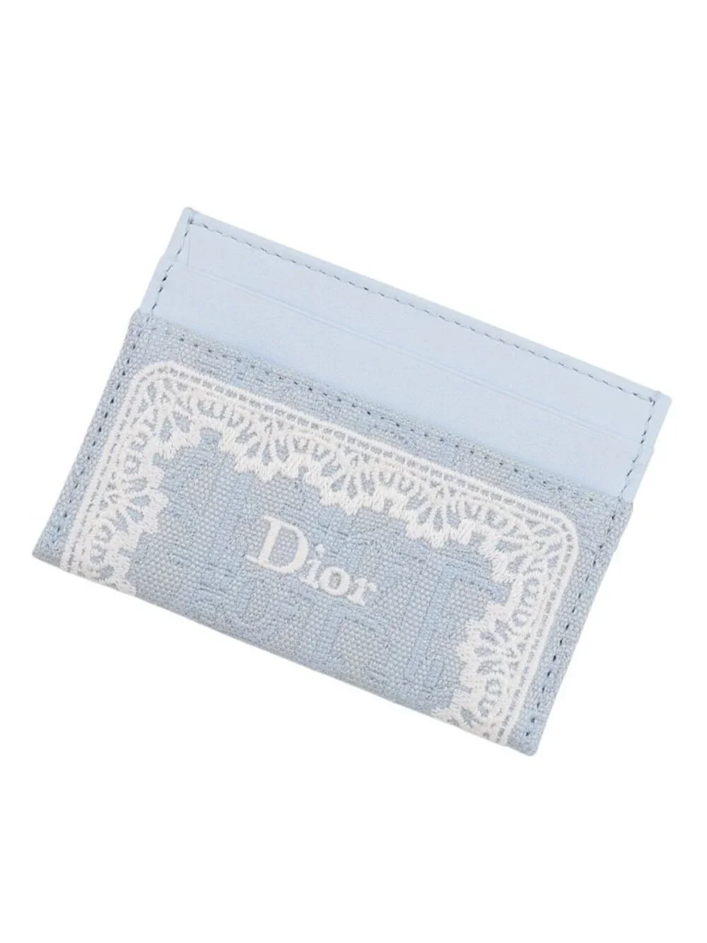 Dior Card Case Oblique Embroidery Lace